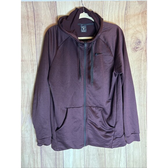 NIKE DRI-FIT Size MediumMens MaroonFull Zip Stand Collar Pocket Athletic Jacket - Picture 1 of 11